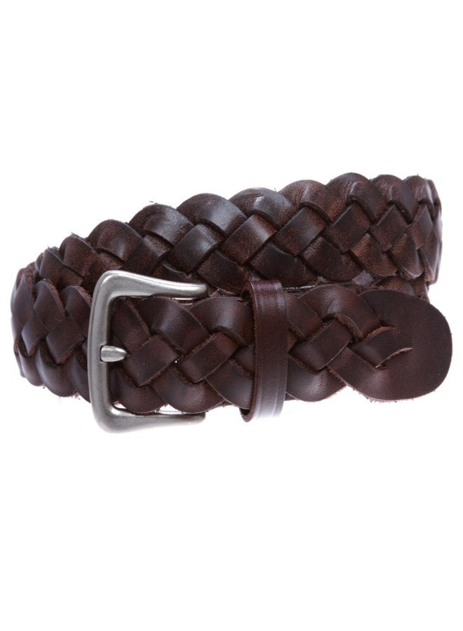 Beltiscool Women's 1 1/8" Braided Woven Skinny Narrow Leather Belt, Dark Brown | S/M - 32" - Image 2